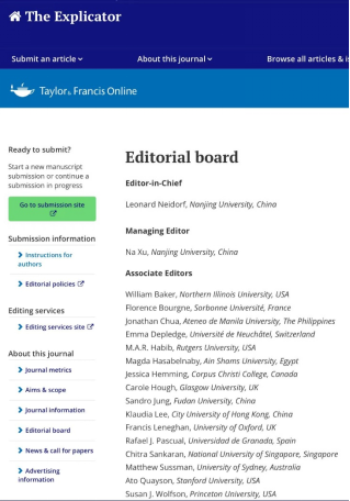 我校Leonard Neidorf教授出任国际知名学术期刊The Explicator主编-南京大学